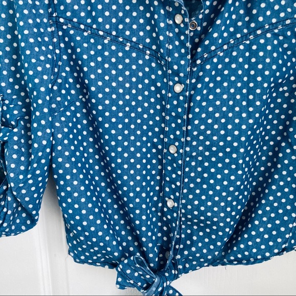 Vintage denim polka dot crop top S - Picture 2 of 4